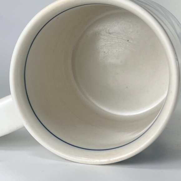 Vtg Bamboo Coffee Cup Mug Hand Painted Blue White Ceramic - Picture 6 of 10